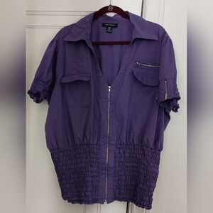 Ashley Stewart Purple Short Sleeve Blouse